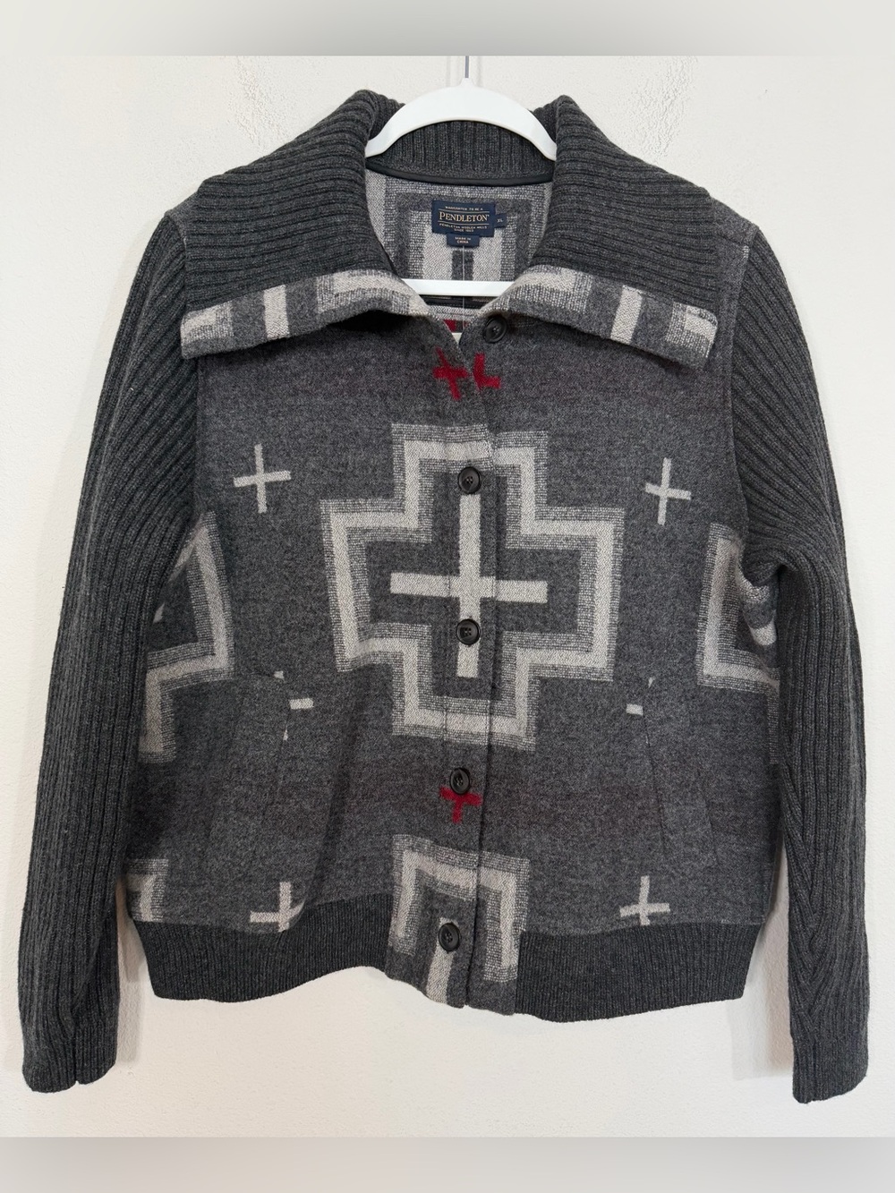 Pendleton Teagan San Miguel Virgin Wool Bomber Jacket Grey NWT Size XL